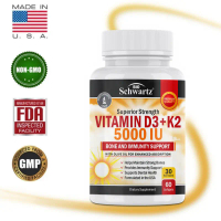 BioSchwartz D3+K2 5000IU, Serap pantas, bebas Aditif & Bersertifikat, 60 kapsul