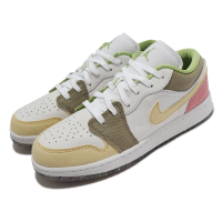 【NIKE 耐吉】休閒鞋 Air Jordan 1 Low SE GS 大童 女鞋 粉紅 黃棕 AJ1 甜彩 環保材質(DJ0341-100)