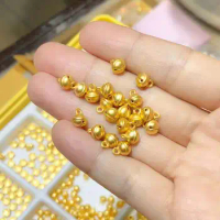 Pure 24K Yellow Gold Beads 999 Gold 3D Small Bell Loose Beads