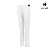 【LE COQ SPORTIF 公雞】高爾夫系列 女款白色彈性減壓緹花鬆緊機能長褲 QLT8J800