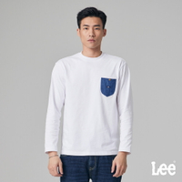 Lee 男款 左胸牛仔口袋 長袖T恤 | Modern