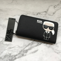 美國百分百【全新真品】 Karl Lagerfeld 卡爾 老佛爺 拉鍊 長夾 皮夾 專櫃精品 配件 logo AL71