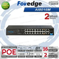 FOREDGE AI8016M SWITCH POE 16 PORT 2 UPLINK 100Mbps UNMANAGED POE IP CAMERA