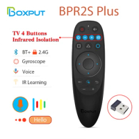 BPR2S PLUS BT Air Mouse Voice IR learning TV 4 keys IR isolation 2.4G Wireless Remote Controller With Gyro for Android TV Box/PC