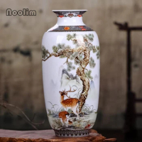 Jingdezhen Ceramic Vase Vintage Chinese Style Animal Procelain Vase Fine Smooth Surface Home Furnishing Articles