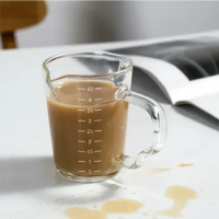 70/150ml Espresso Clear Glass Cup Double Mouth Scale Measuring Cup Milk Latte Jug Coffee Mug Heat resistant Glass Cup Drinkware