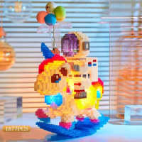 Hot Astronaut City Building Blocks With LED Light Confession balloon Whale Astronaut Mini Diamond Bricks Toys for Childrens Gift