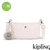 Kipling (網路獨家款) 溫柔淡粉花卉輕巧簡約斜背包-BERLIN