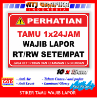 Stiker Tamu 24jam wajib lapor RT RW sticker keamanan kost rumah dll