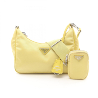 【二手名牌BRAND OFF】PRADA 普拉達 黃色 尼龍 Re-Edition 2005 肩背包 1BH204