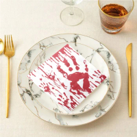 20pcs/Pack Halloween Blood Decoupage Vintage Paper Napkins Incitant Bloody Hands Paper Tissues For Halloween Party Shower Towel