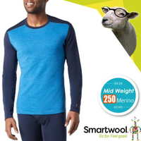 【SmartWool】男款 Mens NTS Mid 250 100%美麗諾羊毛 保暖圓領長袖上衣(SW016350 藍/海軍藍)