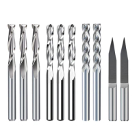 10 Pcs Engraving Bit Set Mixing End Mill Cutter CNC Straight Shank Milling Cutters Woodworking Tool End Mill Router Bit