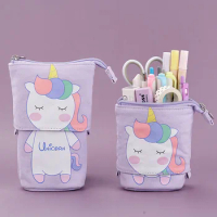 Unicorn Stand Up Pencil Holder PenSil Case Pen Box Stationery Pouch School Supplies Korea Scissors Bag Student Organizer Fabric