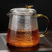 優樂悅~家用耐熱玻璃花茶壺加厚錘紋玻璃茶壺泡茶壺耐高溫煮茶壺玻璃茶具手沖壺 茶壺