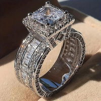 Zirconia Ring, Elegant Square Cut with Sparkling Cubic Zirconia in Luxurious Setting, Versatile for 