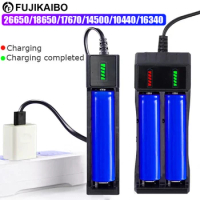 18650 Battery Charger 1-4 Slots Dual 18650 Charging 3.7V Rechargeable Lithium Battery USB Charger For 16340 14500 18650 26650