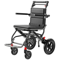 Aluminum alloy portable wheelchair folding ultra-lightweight, small simple travel for the elderly special trooter