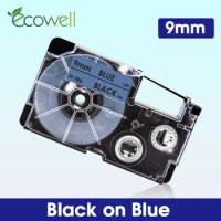 Ecowell 1Pcs XR-9BU Black on Blue Compatible 12mm Casio label tape XR9BU XR 9BU for Casio KL-60-L KL-60SR KL-170 Label Maker