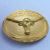 Western Bull Head Floral Flower Gold Color Belt Buckle SW-BY847 suitable for 4cm wideth snap on belt with continous stock