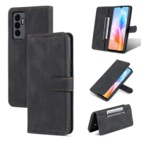 Deluxe Magnetic Buckle Leather Case for Vivo V23e (4G 5G) Flip Cover Protective Phone Case Matte Feeling Capa Fundas Coque