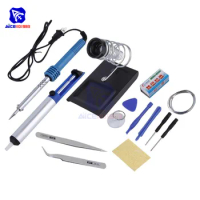 diymore US Plug Electric Soldering Iron Tools Kit 14 in 1 110V 60W Electric Welder Welding Tools Kit Set for Computer Cellphone