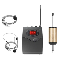 Wireless Microphone System,Wireless Microphone Set With Headset &amp; Lavalier Lapel Mics Beltpack Transmitter Receiver