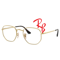 【RayBan 雷朋】輕量多邊設計光學眼鏡 舒適可調鼻墊 RB6448 2500 54mm 淡金框 公司貨