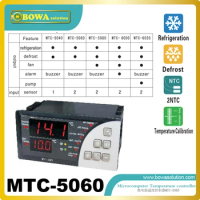 MTC5060 Microcomputer Temperature Controllers with 2 sensor, compressor and defrost output is designed for chiller/freezer room