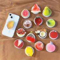 INS Fruit Strawberry For Magsafe Magnetic Phone Griptok Grip Tok Stand For iPhone 15 Foldable Wireless Charging Case Holder Ring