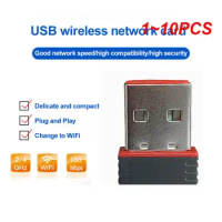 1~10PCS Mini USB Network Card Wireless WiFi Adapter Dongle USB2.0 2.4G 150Mbps 802.11b/g/nAX RTL8188 LAN INTERNAL Antenna For PC