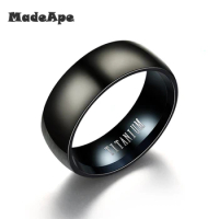 MadApe Black Titanium Steel Ring Women Matte Engagement Anel Masculino Rings For Men Wedding Bague Anillos Hombre Jewelry