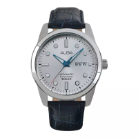 Alba Jam Tangan Pria Alba Mechanical AL4663X1 Men Automatic Silver Dial Blue Leather Strap