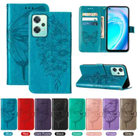 50Pcs/Lot Embossed Butterfly Phone Case For Oneplus 10T 10 Pro 9 For One Plus Ace Nord 2 Lite N100 N200 Leather Wallet Cover