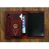Personalized Burgundy A5 travel journey leather cover organizer / A5 Moleskine notebook leather cover portfolio ipad mini cover