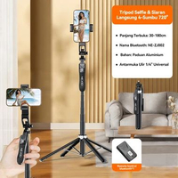 MJ NEXID 4in1 Tongsis Tripod Bluetooth 1.8m 4 Kaki Stainless Steel Fill light Remote Stick Bluetooth