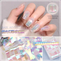 20PC/Box Aurora Cellophane Paper Nail Sticker 1*50CM Mirror Symphone Glass Foil Film Sticker Ice Cube Design Manicure Decoration
