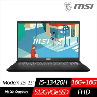 MSI微星 Modern 15 H C13M-266TW 15.6吋商務筆電 i5-13420H/16G+16G/512G PCIe SSD/Win11/特仕版)