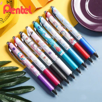 Japan Pentel Limited Cartoon Pattern Gel Pen Energel Quick-drying BLN75 Students Use Black Press Gel Pen 0.5mm Student Gift