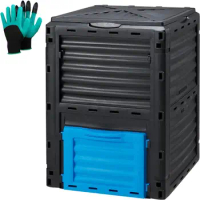 Garden Compost Bin 80 Gallon (300L) Large Outdoor Composter from PP MaterialComposting Box Easy Assembly &amp; Many Vents Fast