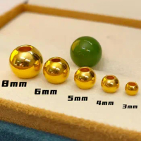 Pure 999 24K Yellow Gold Diy Lucky Smooth BeadsTransfer Beads Jewelry For Bracelet Or Necklace