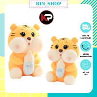 Gấu Bông Hổ Ôm Binh Sữa , Đồ Chơi Thú Bông Hổ ôm bình Chất Liệu Nhung Co Giãn Size 50 đến  55 cm Toy