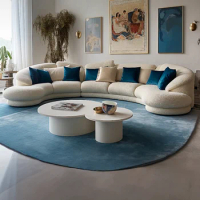 Art fabric curved sofa Italian modern light luxury furniture international sofa