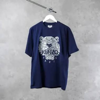 Kaos KENZO TIGER EMBROIDERY KNIT SILVER NAVY TSHIRT 100% ORIGINAL S