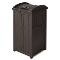 Outdoor Trash Hideaway Bin Container with A Latching Lid, Java