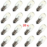 20 bóng đèn E14 15W dạng cầu (globe), dùng cho tủ lạnh, thay thế, điện áp AC 220–240 V