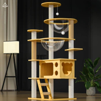 Wooden Cat Towers for Big Cats Scratching Tree Climbing Frame Post Scratching Post Pet Products House Cat Scratching Post