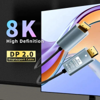 8k 60Hz DisplayPort Cable HBR3 Support 32.4Gbps, HDCP 2.2, HDR10 FreeSync G-Sync for Gaming Monitor 4070 4080 Graphics PC