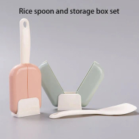 Rice Spoon Storage Box Set Silicone Rice Spoon Kitchen Ladle Non-stick Saucepan Electric Rice Cooker Cooking Scoop With Holes