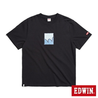 EDWIN  再生系列 寬版拼布方塊短袖T恤-男款 黑色